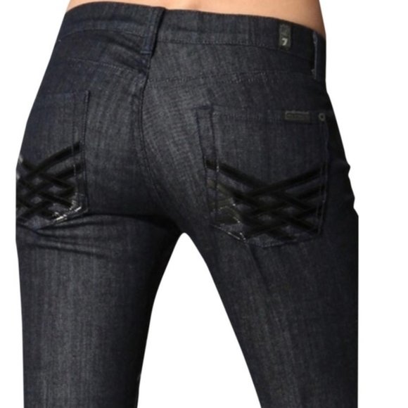 rare 7FAM dojo patent leather lattice pocket jeans - Picture 8 of 8